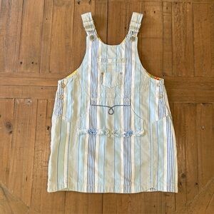 Oilily Vintage Striped Denim Jumper Dress Kids 8 Western Country Overalls 1990’s